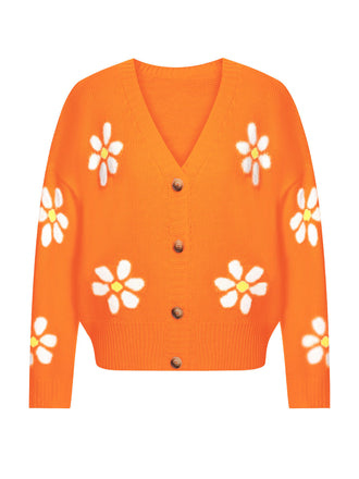 1960s Jacquard Floral Knitted Cardigan