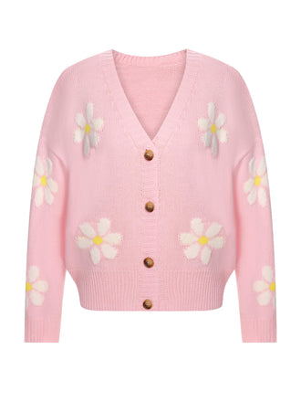1960s Jacquard Floral Knitted Cardigan