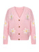 1960s Jacquard Floral Knitted Cardigan