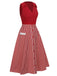 [Pre-Sale] 2PCS Red 1940s Lapel Top & Stripes Skirt