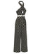 Black 1940s Polka Dots Cross Halter Jumpsuit
