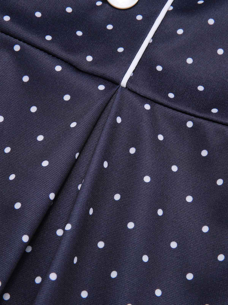 [Pre-Sale] Dark Blue 1930s Polka Dots Straps Jumpsuit