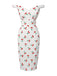 [Pre-Sale] White 1960s Cherry Off-Shoulder Pencil Dress
