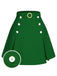 [Pre-Sale] Green 1960s Button Solid Belted Skirt