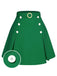 Green 1960s Button Solid Belted Skirt