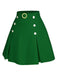 [Pre-Sale] Green 1960s Button Solid Belted Skirt