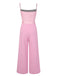 Pink 1950s Gingham Plaid Suspender Jumpsuit