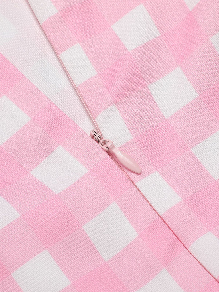 [Pre-Sale] Pink 1950s Gingham Plaid Suspender Jumpsuit