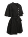 Black 1960s Solid Flare Sleeve V-Neck Romper