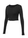 Black 1960s Cropped Long Sleeve Top