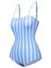 Blue 1930s Striped One-Piece Swimsuit