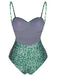 1930s Spaghetti Strap Polka Dots Belted Swimsuit