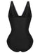 [Plus Size] Black 1930s Contrast One-Piece Swimsuit