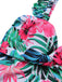 Multicolor 1960s Tropical Plants Ruffles Swimsuit