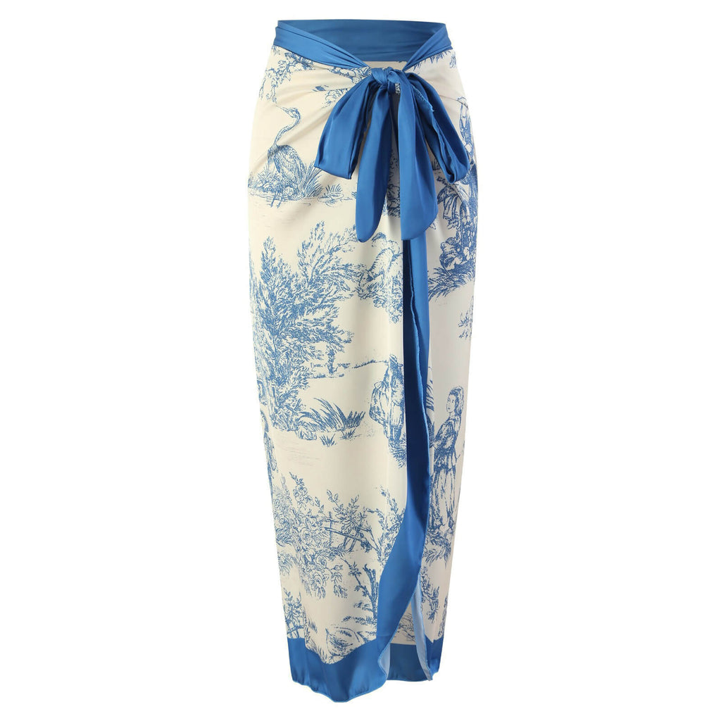 1960s Ink Floral Patchwork Tie-Up Cover-Up