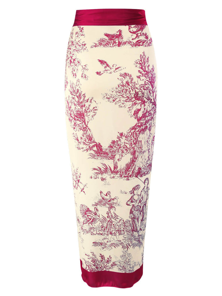 1960s Ink Floral Patchwork Tie-Up Cover-Up