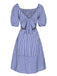 Blue 1950s Striped Raglan Square Neck Smocked Dress