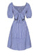 Blue 1950s Striped Raglan Square Neck Smocked Dress