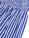 Blue 1950s Striped Raglan Square Neck Smocked Dress