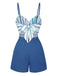 [Pre-Sale] Blue 1950s Stripe Back Strap Romper