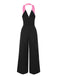 [Pre-Sale] Black & Pink 1930s Bow Lapel Jumpsuit