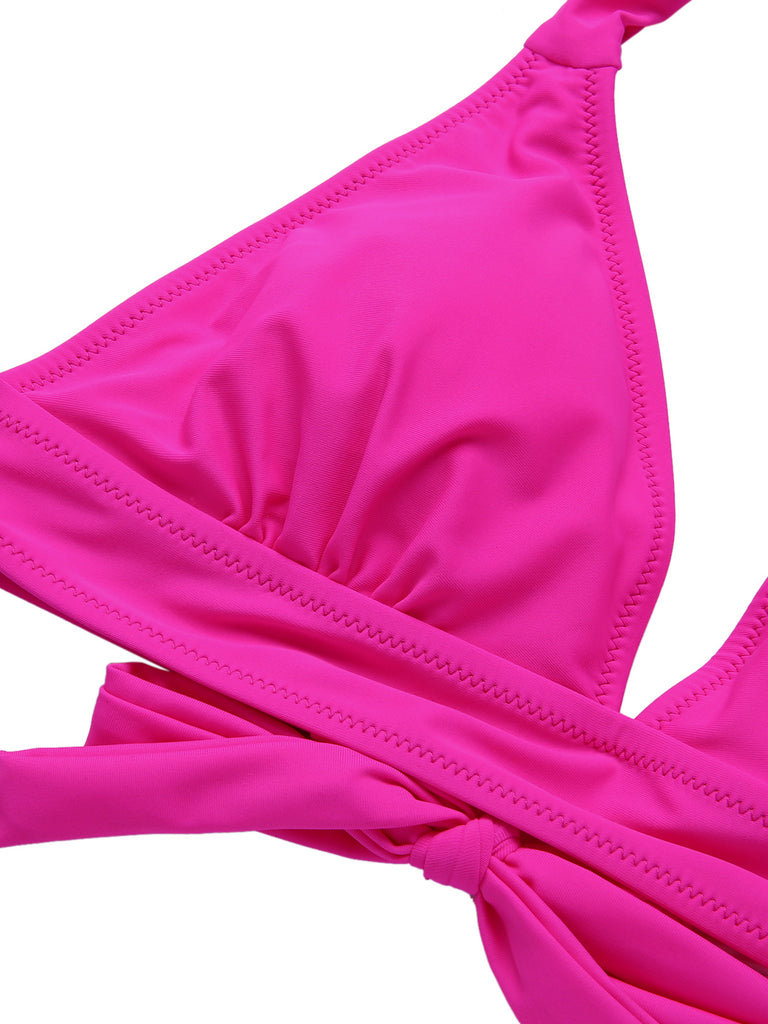 Pink 1960s Halter Daisy Swimsuit