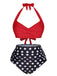 1960s Polka Dot Halter Back Strap Swimsuit