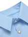 Blue 1950s Lapel Ruffles Sleeve Solid Blouse