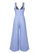 Blue 1930s Stripe Cutout Wide Strap Jumpsuit