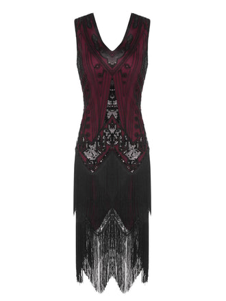1920s V-Neck Sequined Tassel Gatsby Dress
