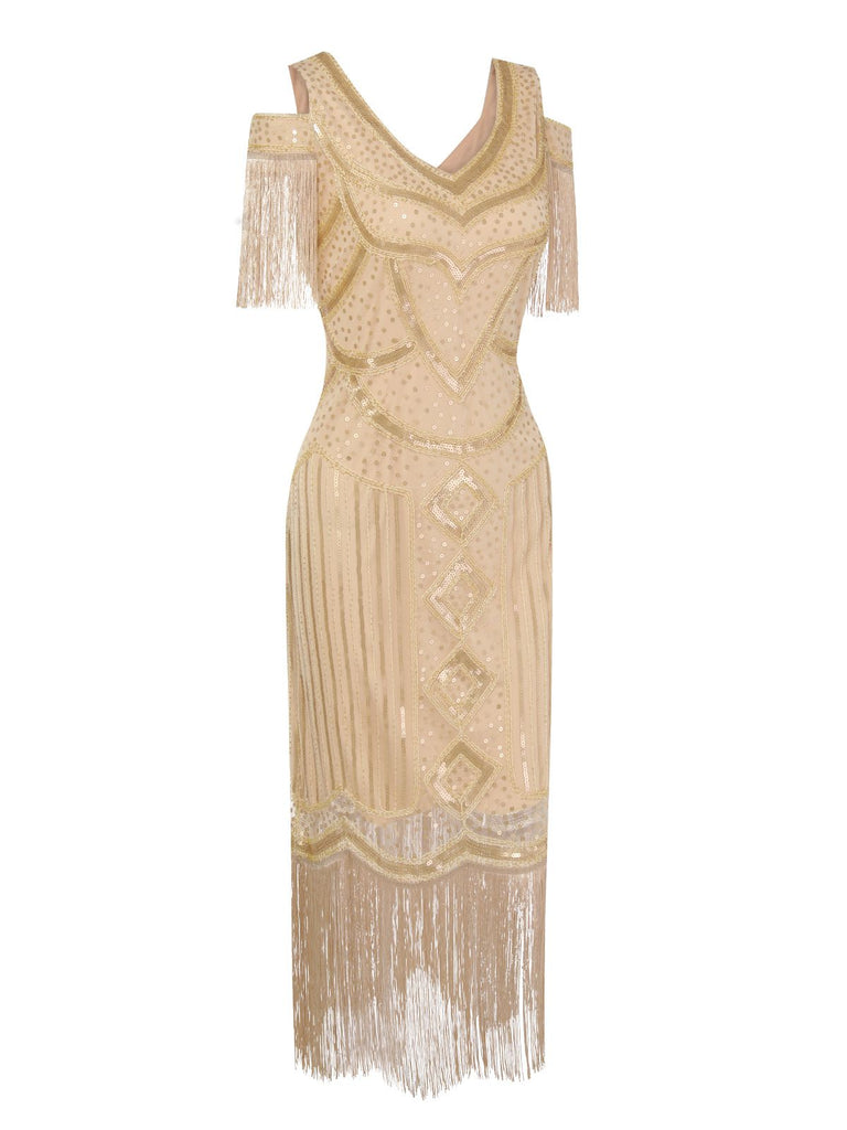 1920s Sequin Beaded Tassel Gastby Dress