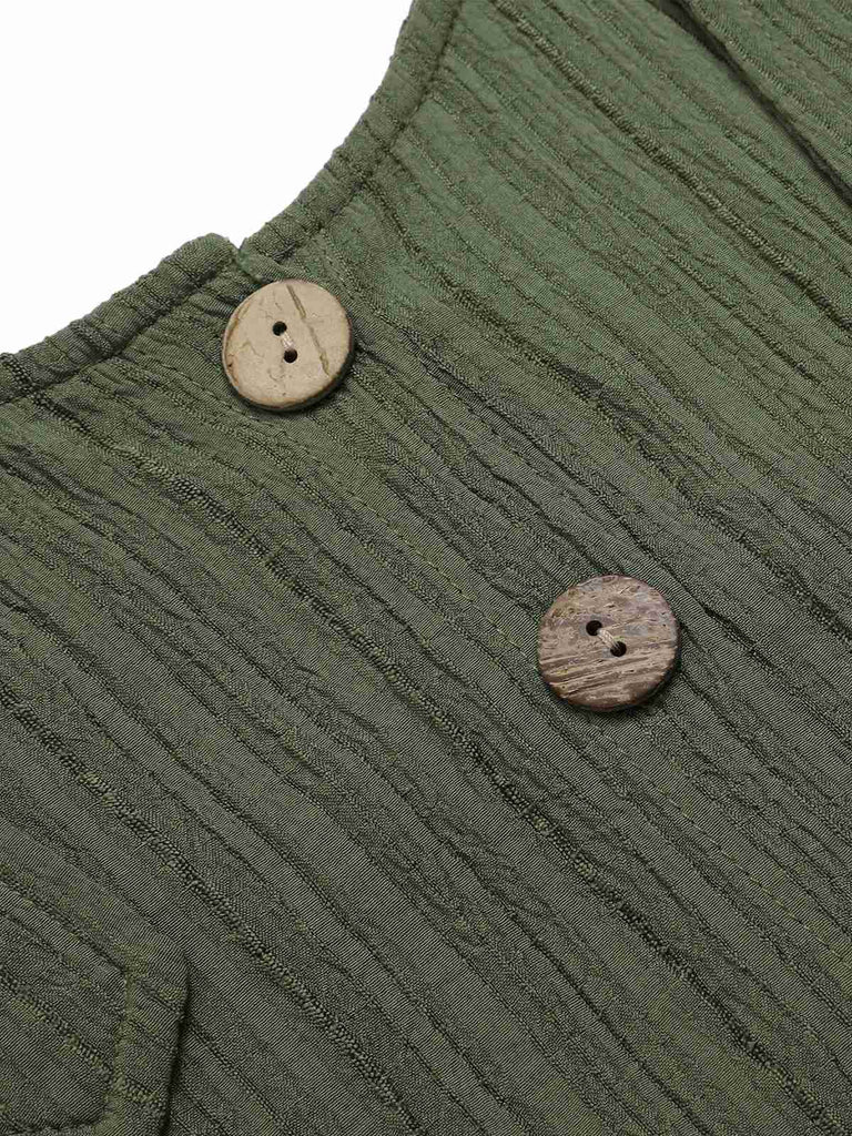 Army Green 1930s Loose Pleated Jumpsuit