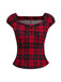 Red 1950s Square Neck Plaid Tops