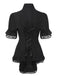 Black 1930s V-Neck Lace Victorian Blouse