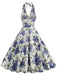 1950s Halter Floral Sleeveless Dress