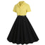 1950s Lapel Contrast Belted Dress