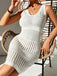 1960s Solid Hollow Out Sleeveless Knit Dress
