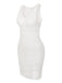 1960s Solid Hollow Out Sleeveless Knit Dress