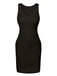 1960s Solid Hollow Out Sleeveless Knit Dress
