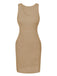 1960s Solid Hollow Out Sleeveless Knit Dress