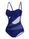 1950s Solid Semi-Sheer Back Tie Swimsuit