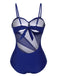 1950s Solid Semi-Sheer Back Tie Swimsuit