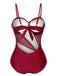 1950s Solid Semi-Sheer Back Tie Swimsuit
