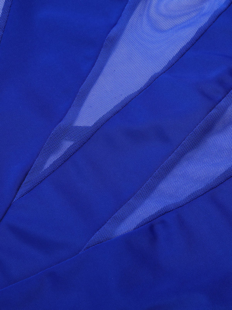 1950s Solid Semi-Sheer Back Tie Swimsuit