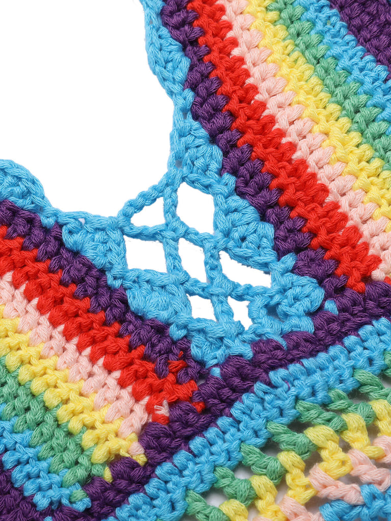 1950s Rainbow Crochet Halter Cover-up Tops