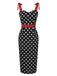 Black 1960s Polka Dot Bow Pencil Dress