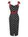 Black 1960s Polka Dot Bow Pencil Dress