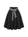 Black 1950s Solid Umbrella Skirt with Belt