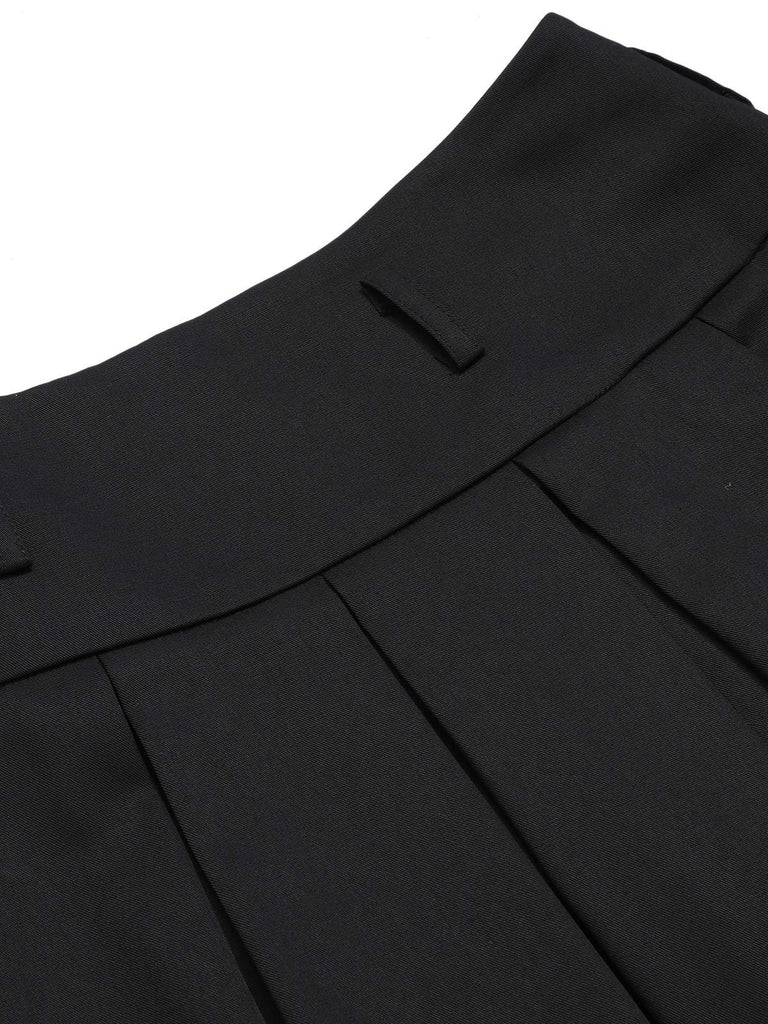 Black 1950s Solid Umbrella Skirt with Belt
