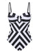 1960s Black White Contrast Stripes Swimsuit